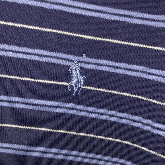 Men's Polo Ralph Lauren Navy Blue Striped Polo Shirt - Picture 4 of 6